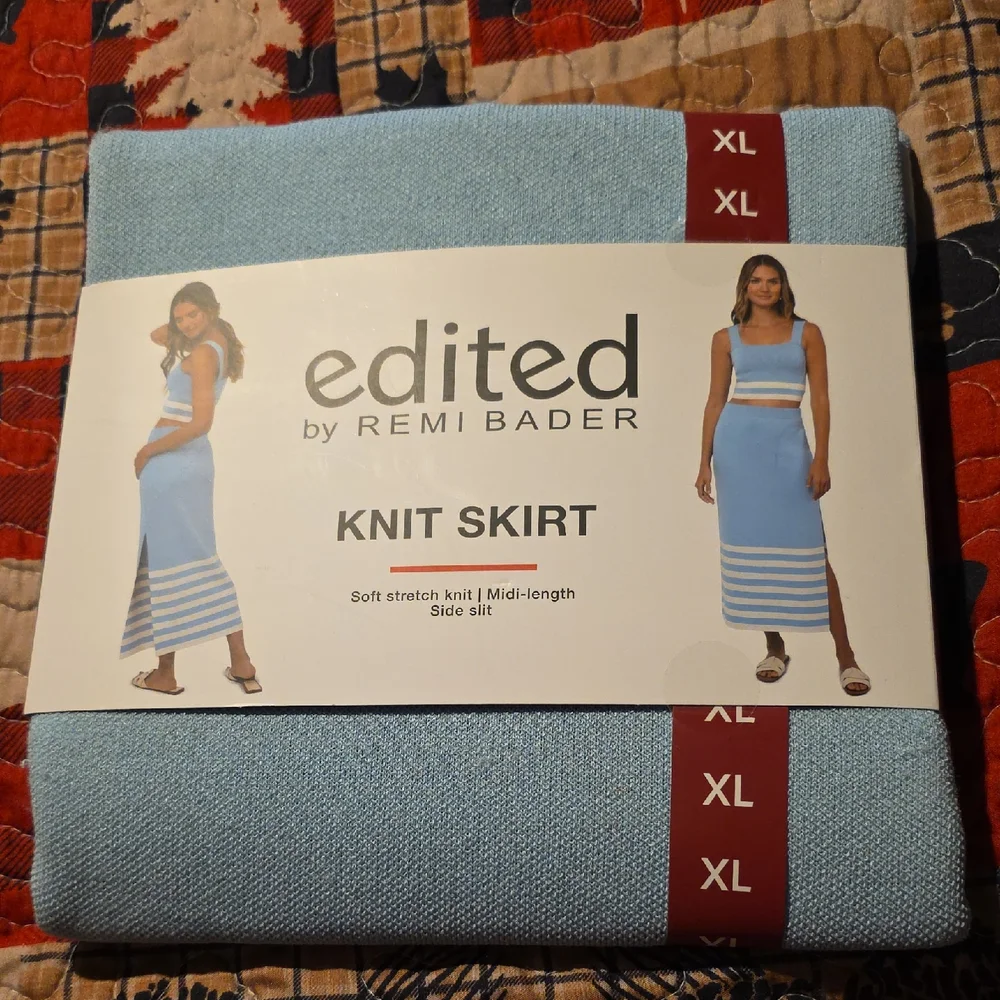 Edited By Remi Bader Blue Knit Skirt Wonens XL (New) (W257)